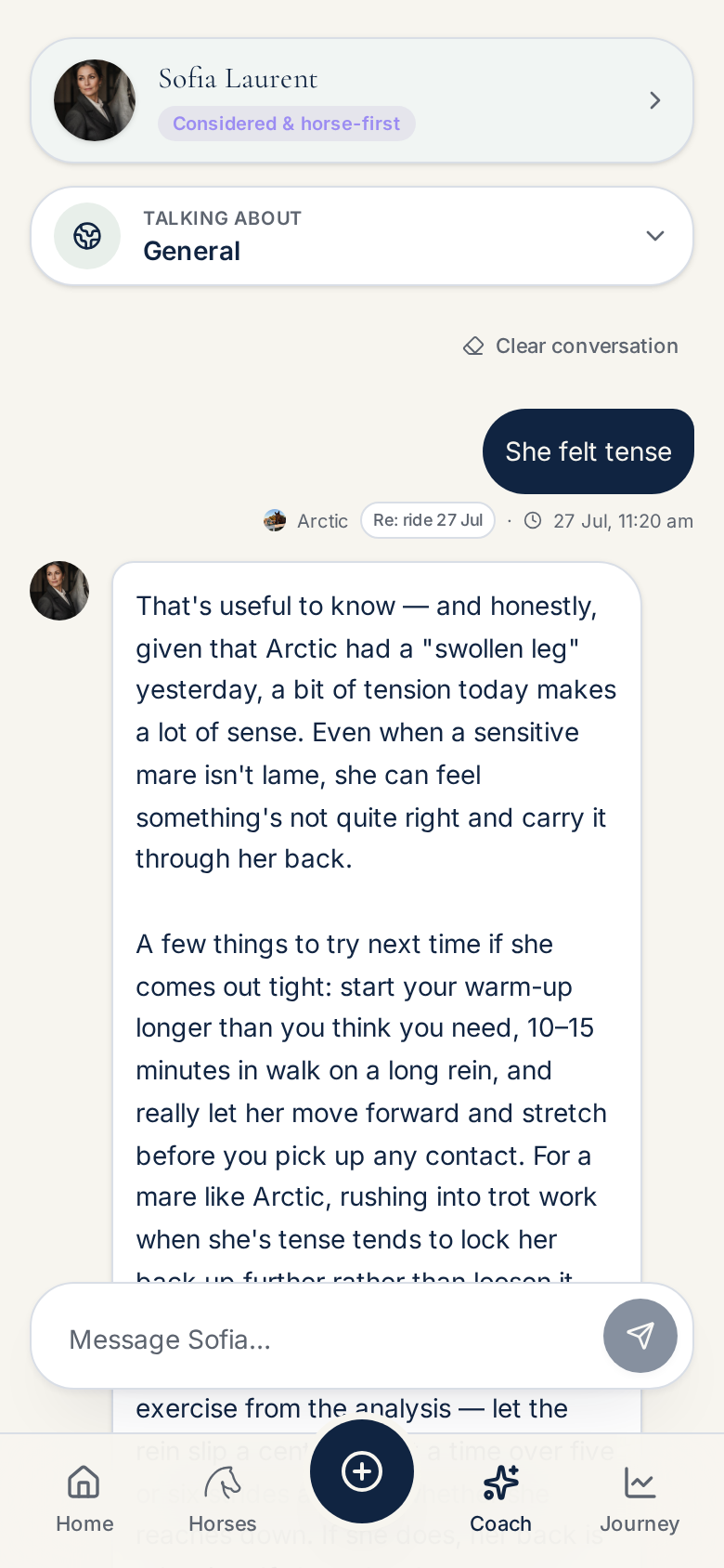 Arion Coach chat screen
